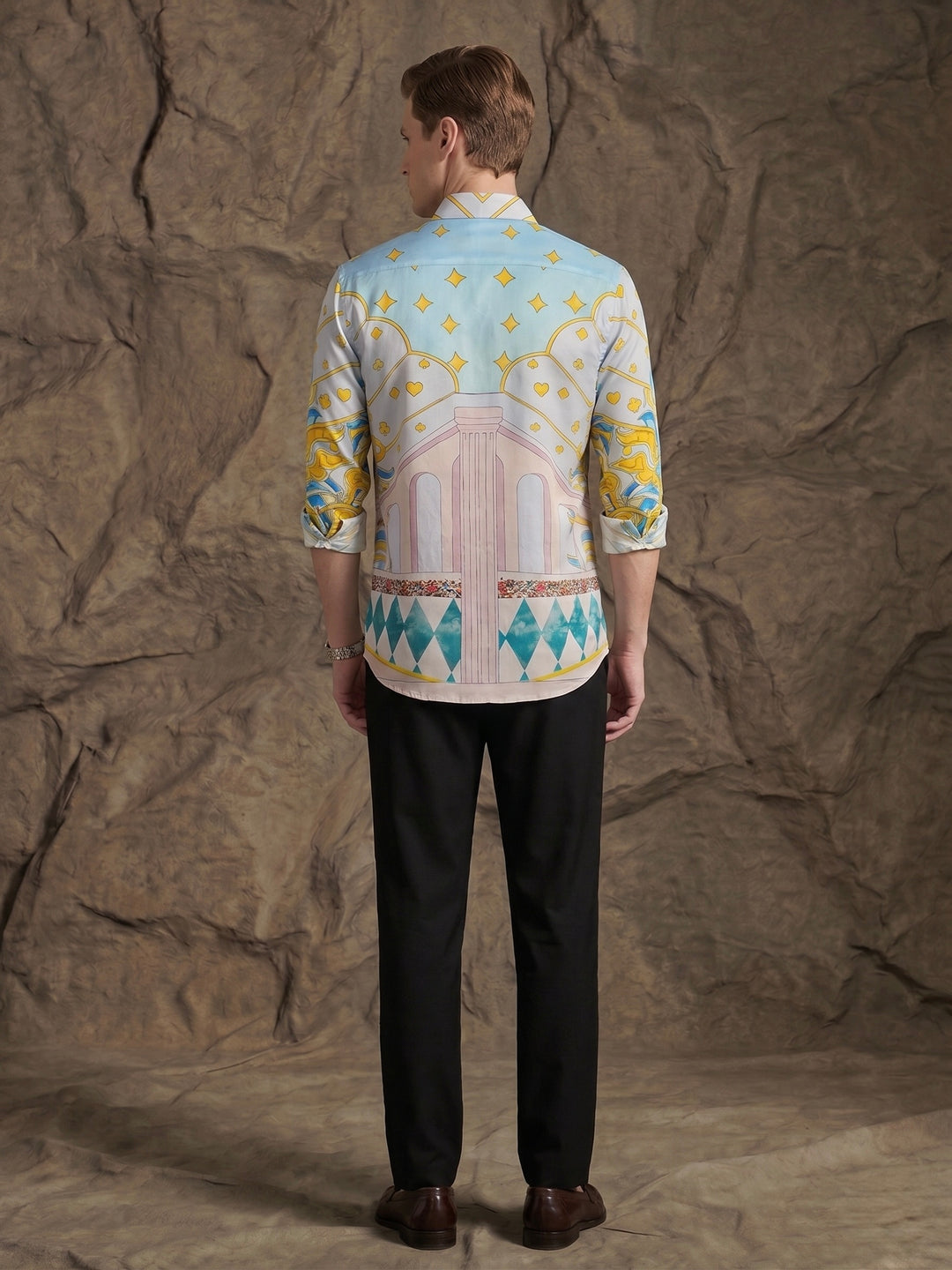 Azure Palace Printed Silk Shirt