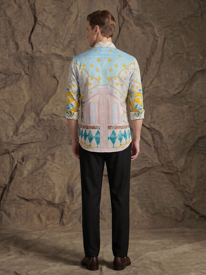 Azure Palace Printed Silk Shirt
