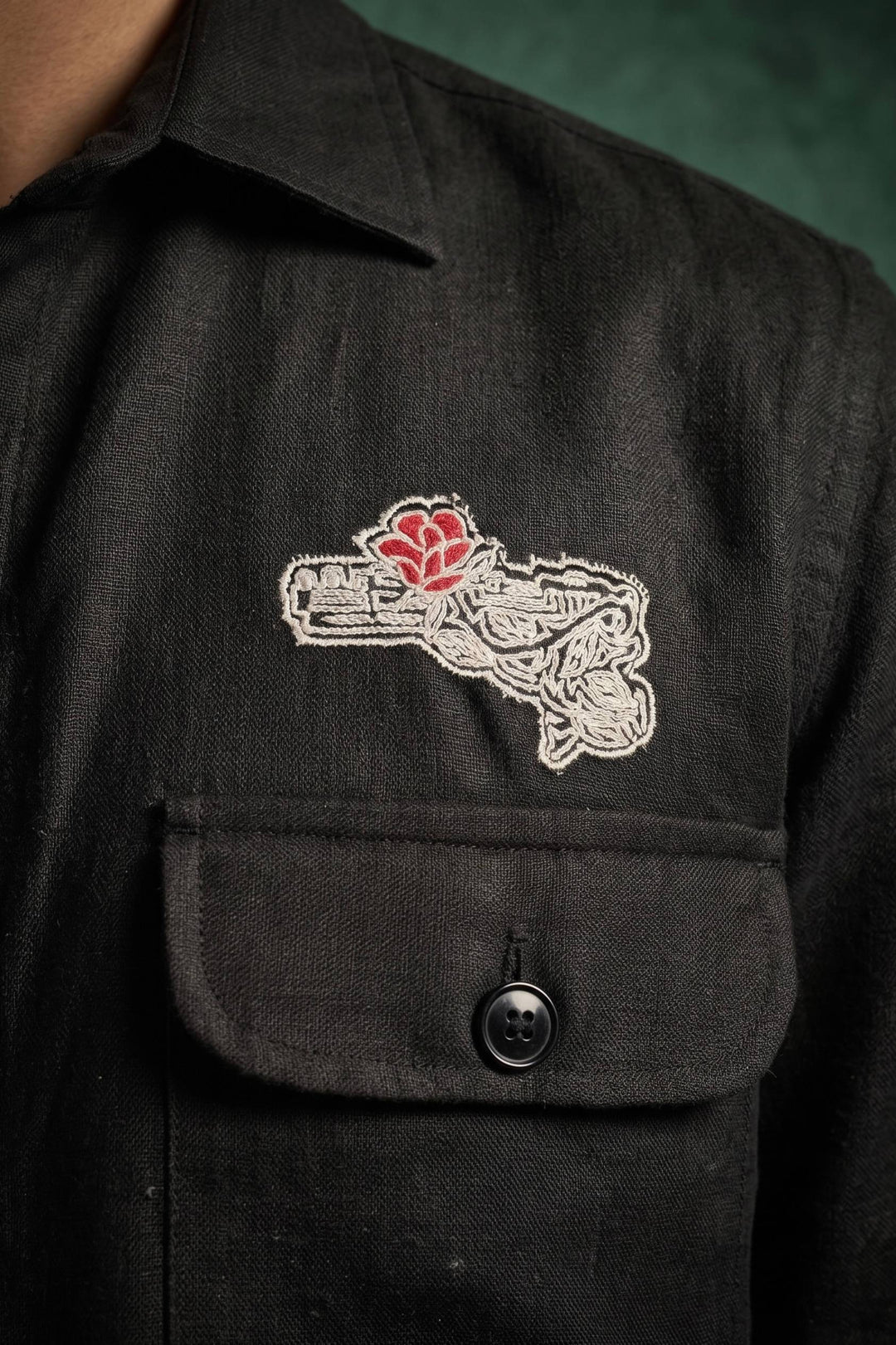 Midnight Black Linen Overshirt