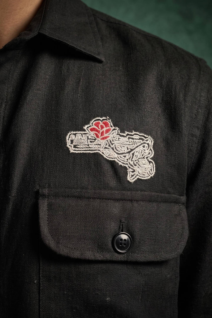 Midnight Black Linen Overshirt