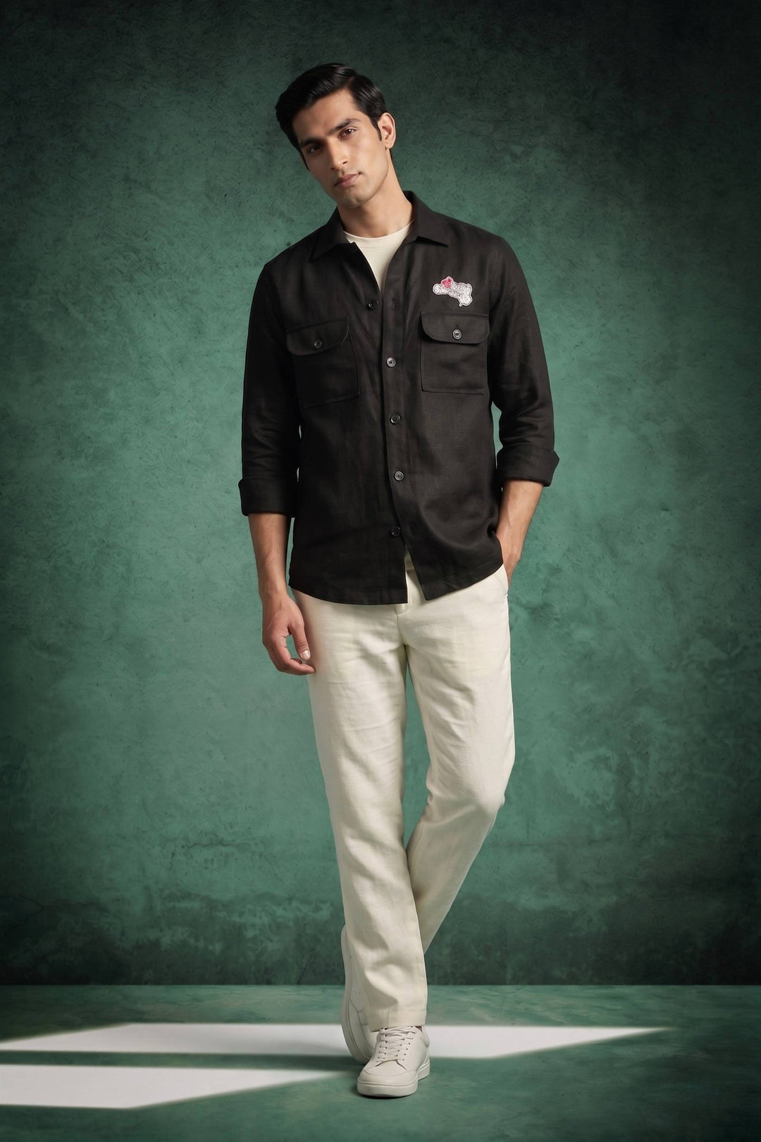 Midnight Black Linen Overshirt