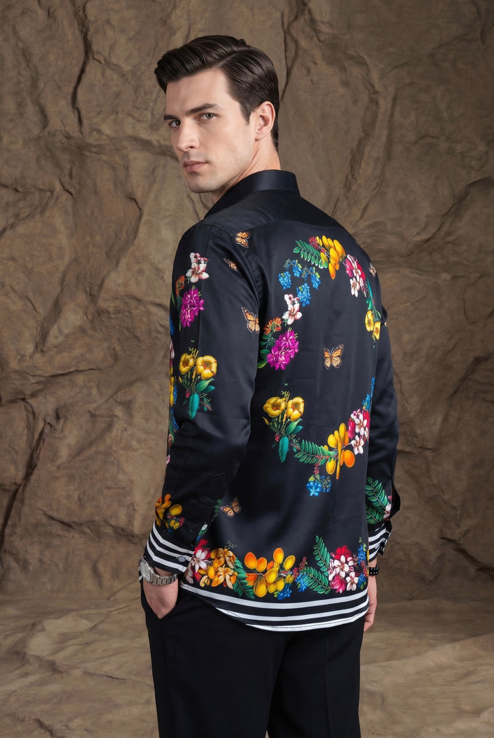 Noir Garden Printed Satin Shirt