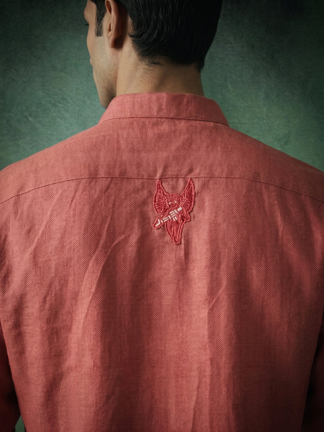 Dusty Rose Linen Mandarin Collar Over Shirt