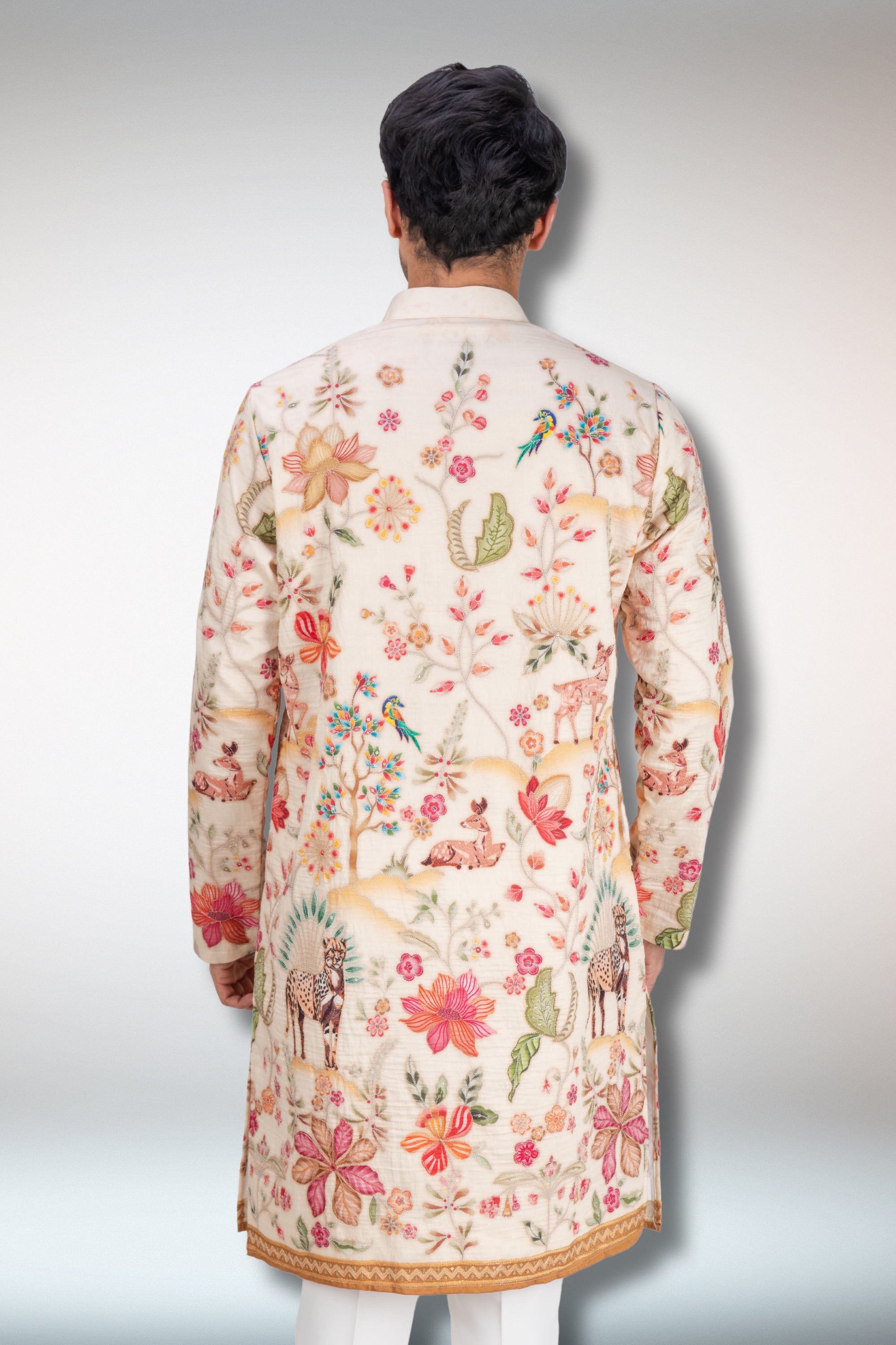 Abees White embroidered kurta set - side view