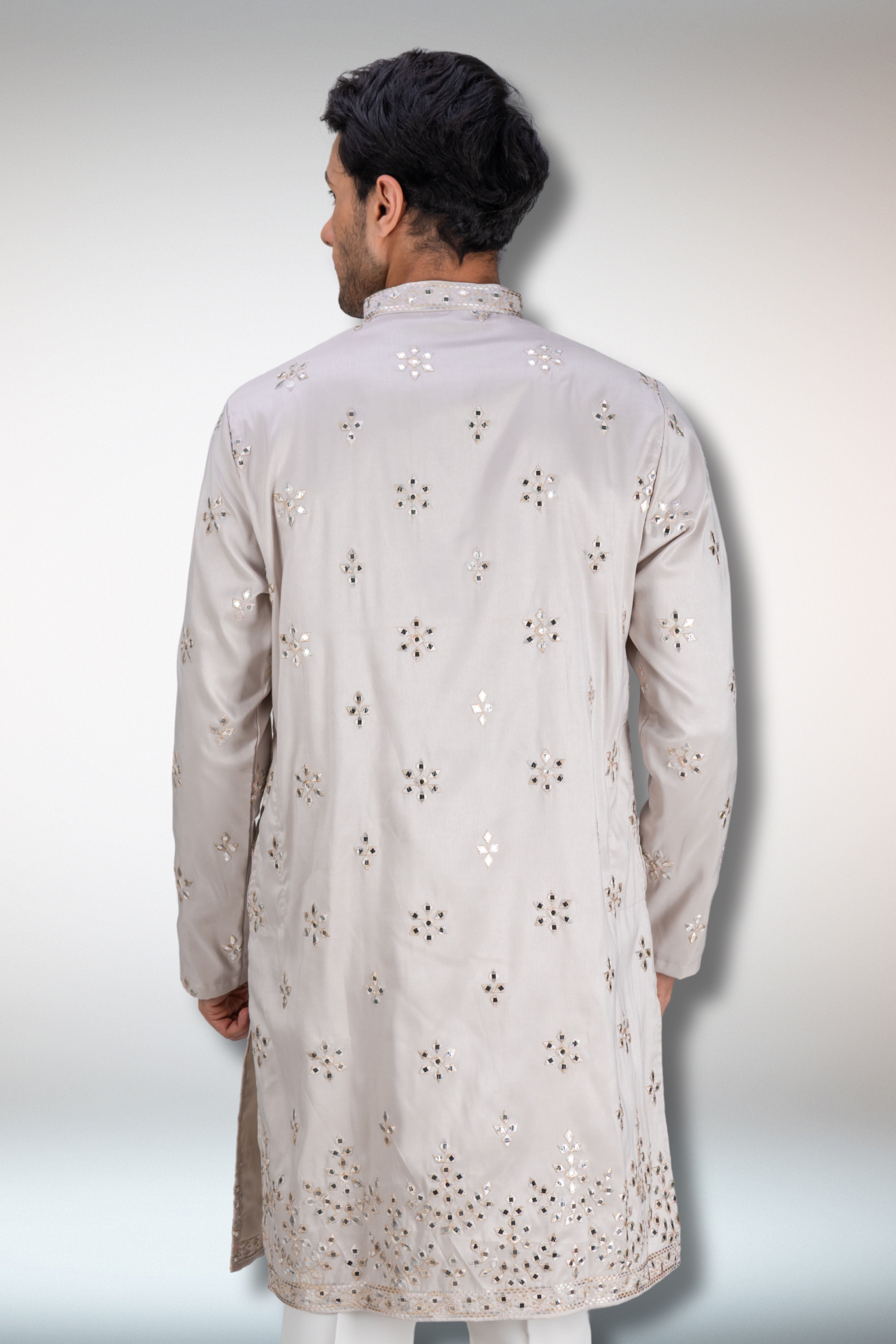 Silver Handworked Kurta and Dupatta Set