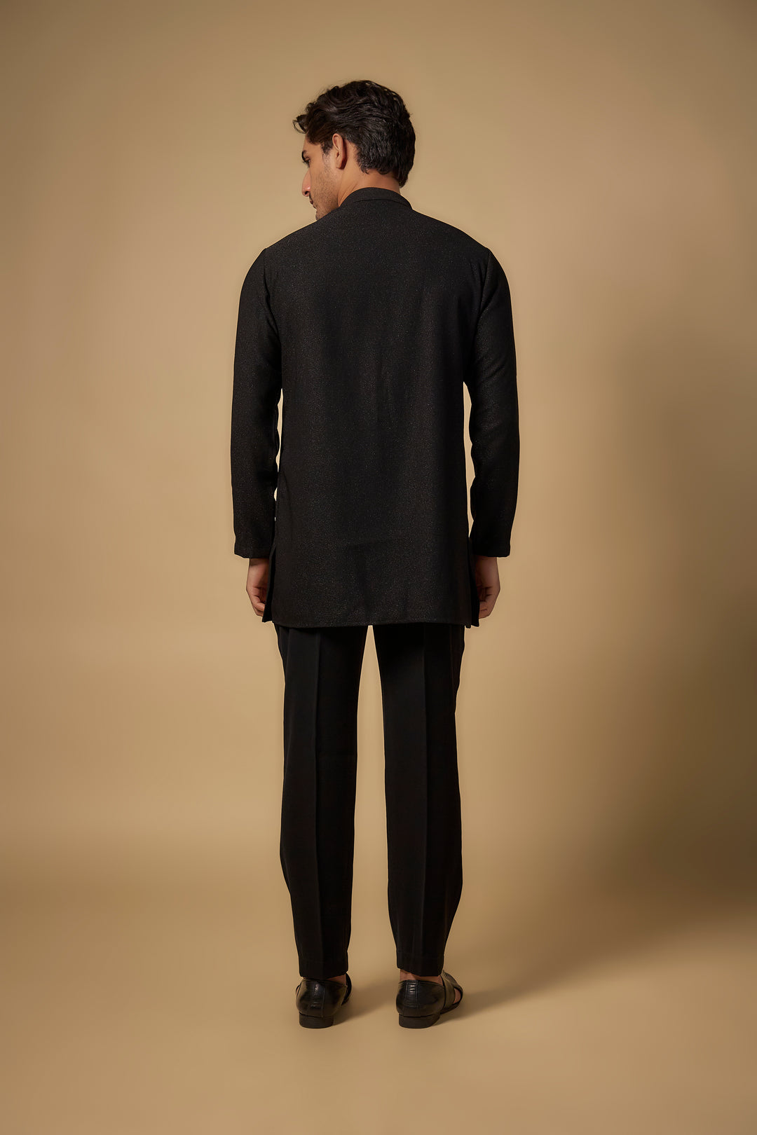 Abees Black viscose threadwork kurta set - side view