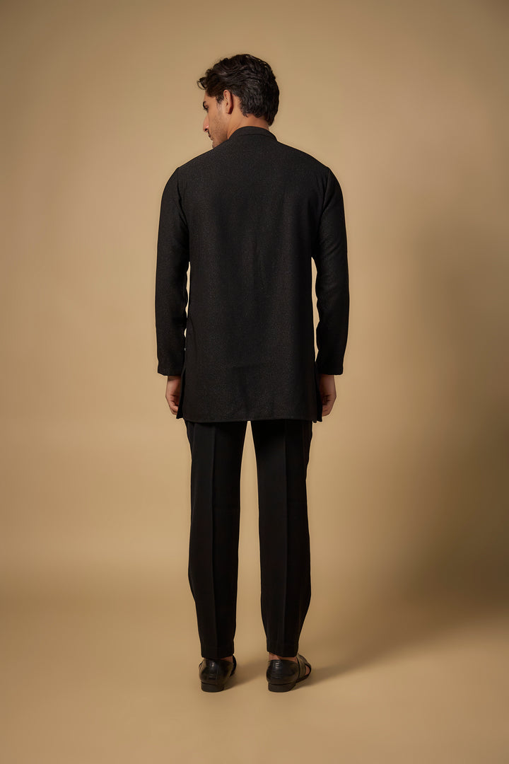 Abees Black viscose threadwork kurta set - side view