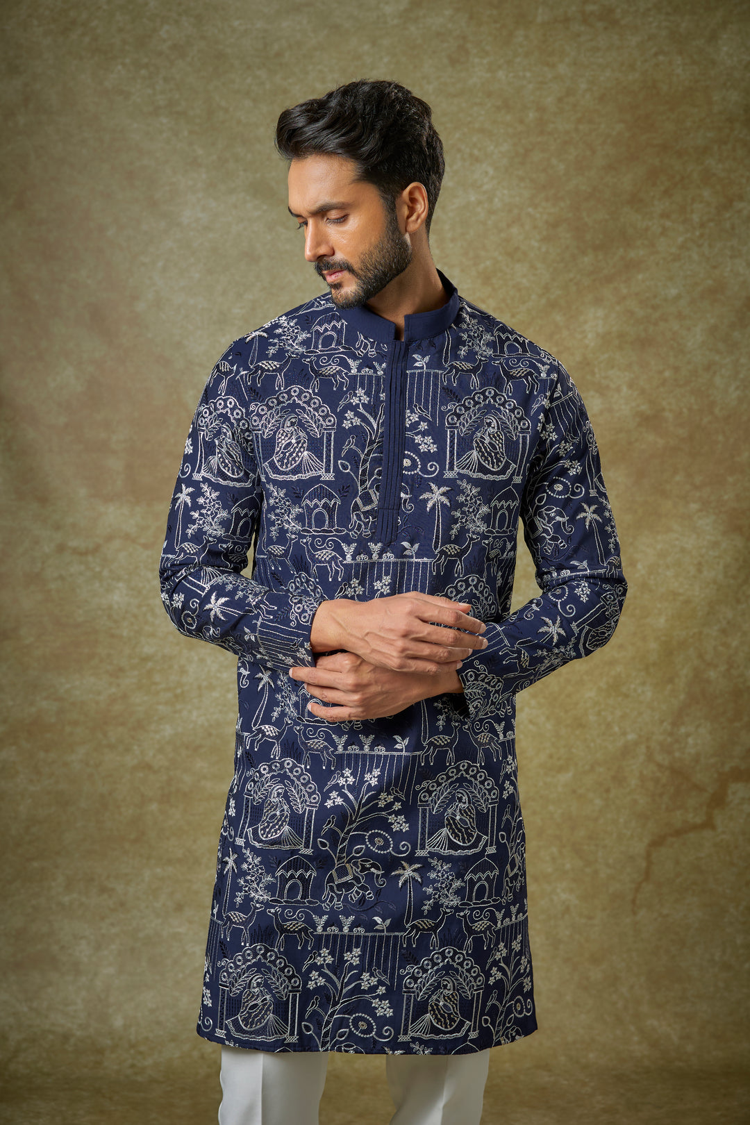 Abees Blue embroidered kurta set - back view