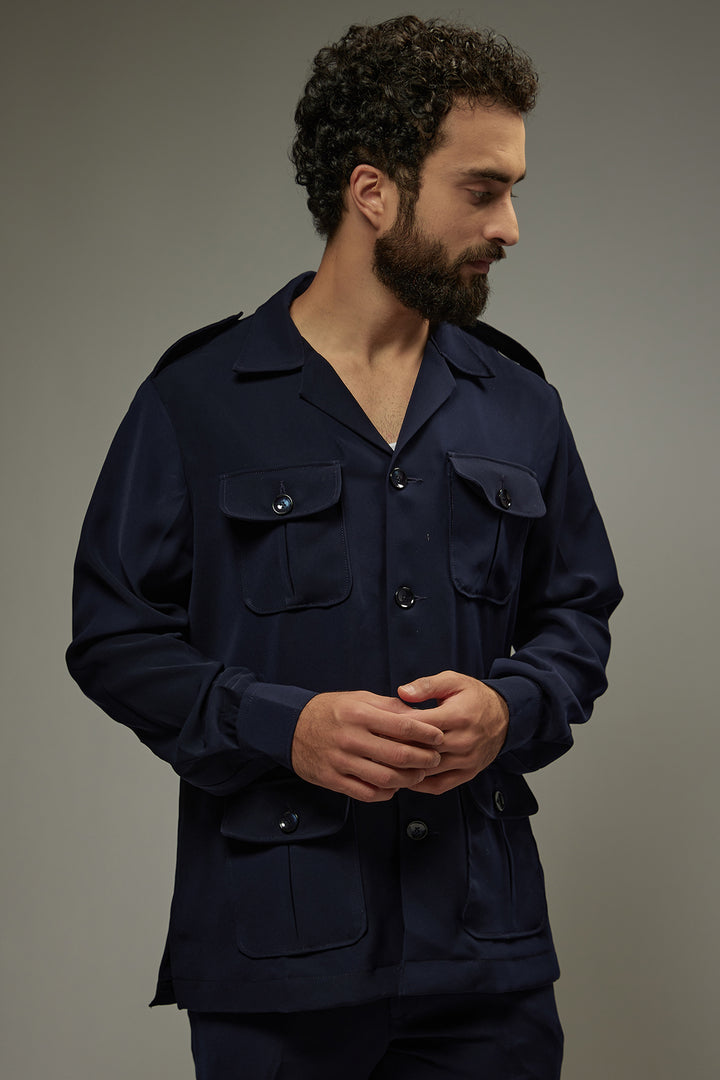 Abees Blue viscose solid co-ord set - detail view 1