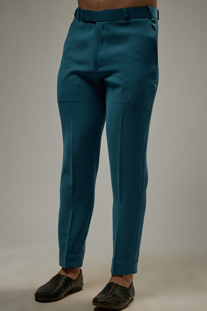 Abees Blue viscose solid co-ord set - side view