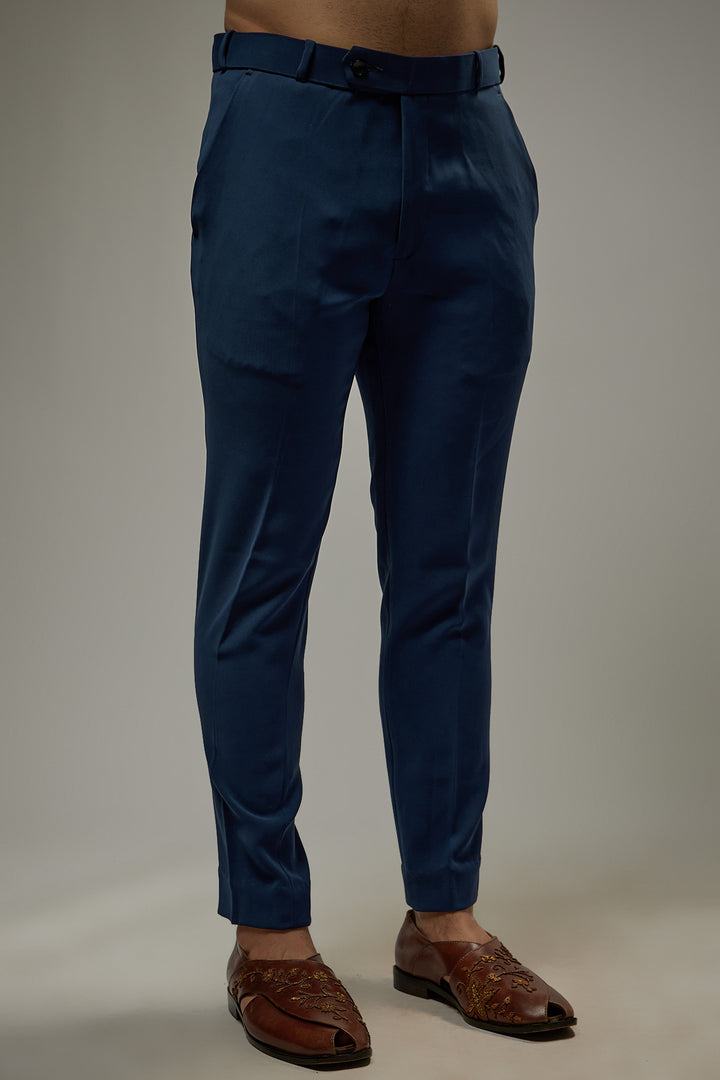 Abees Blue viscose solid co-ord set mens - side view