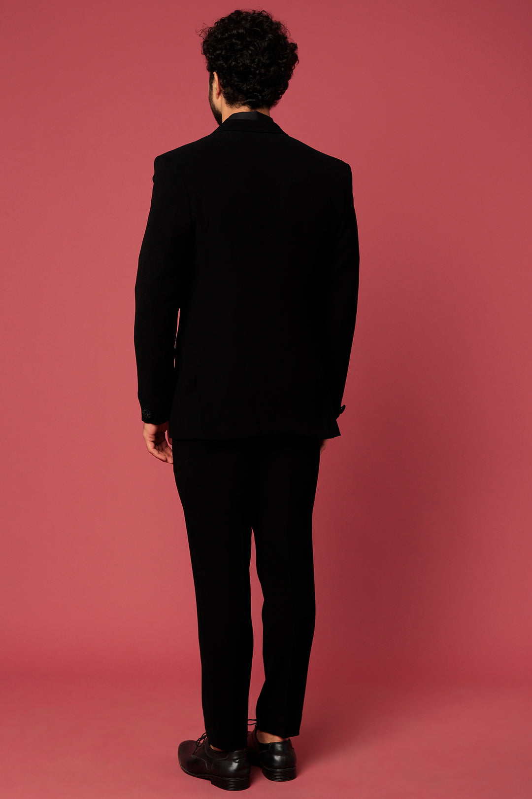 Abees Black hand embroidered tuxedo set - back view
