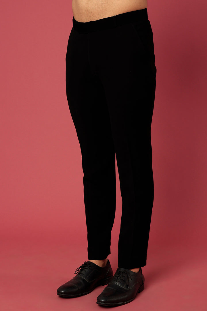 Abees Black hand embroidered tuxedo set - side view