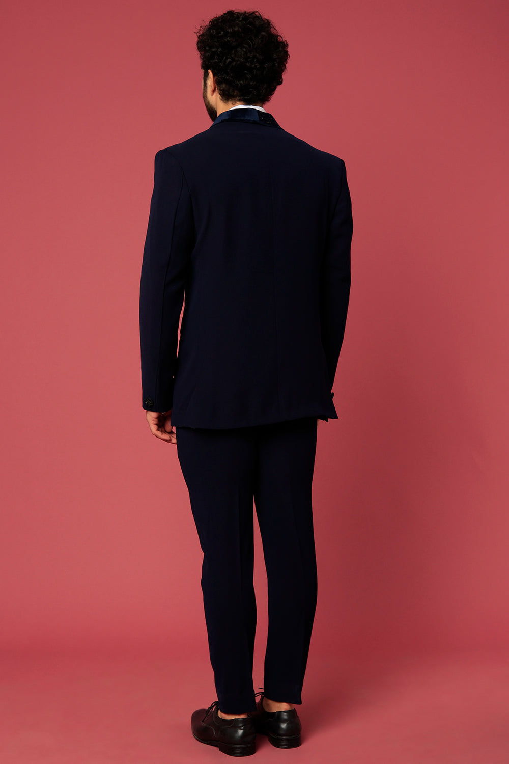 Abees Blue hand embroidered tuxedo set - back view