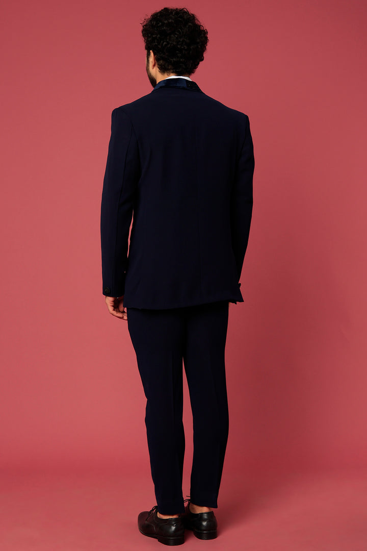 Abees Blue hand embroidered tuxedo set - back view