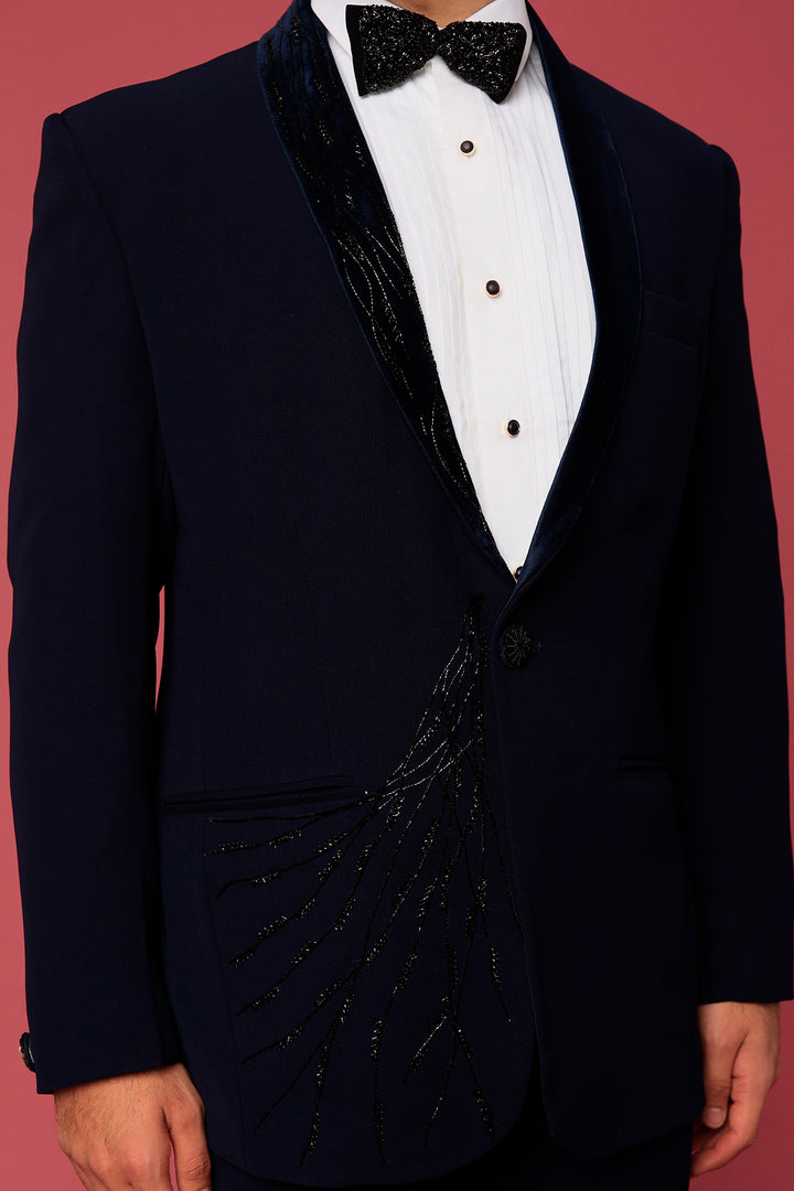 Abees Blue hand embroidered tuxedo set - detail view 2