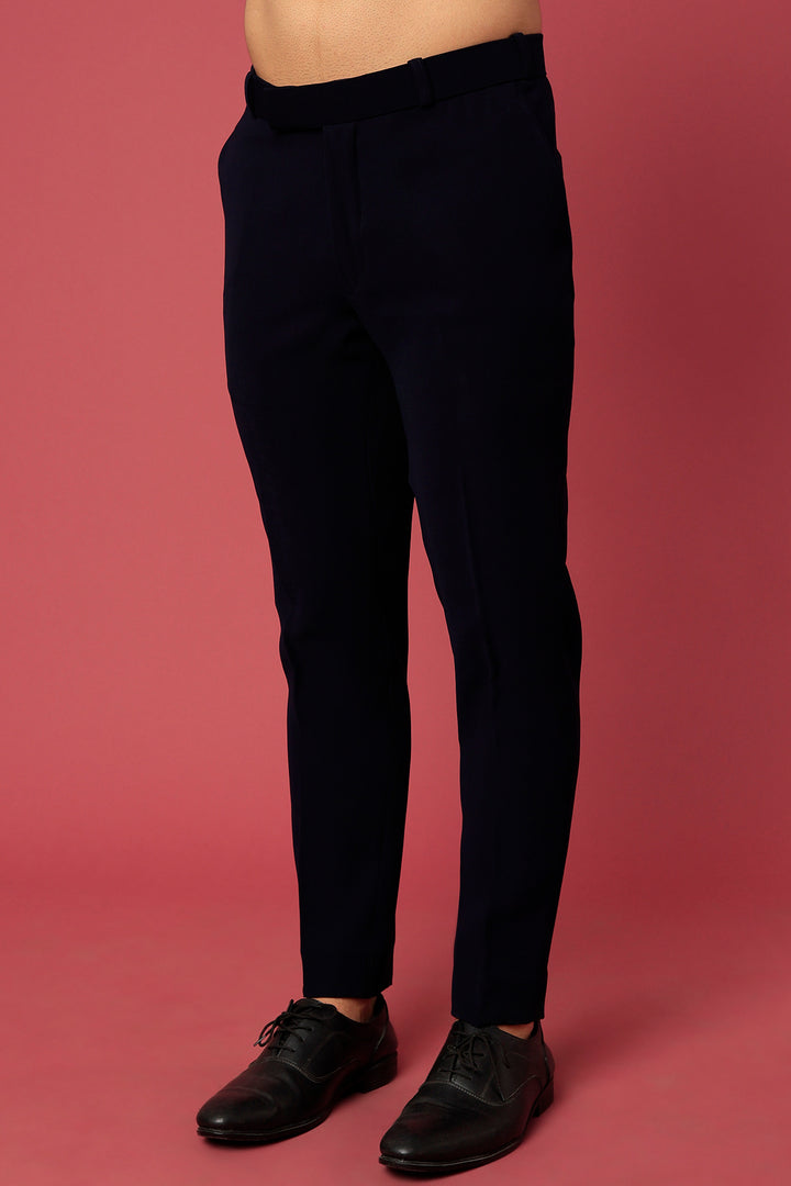 Navy Blue Twill Hand Worked Tuxedo Set