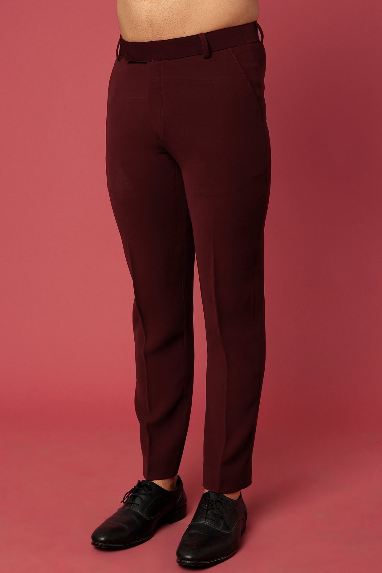 Abees Maroon hand embroidered tuxedo set - side view