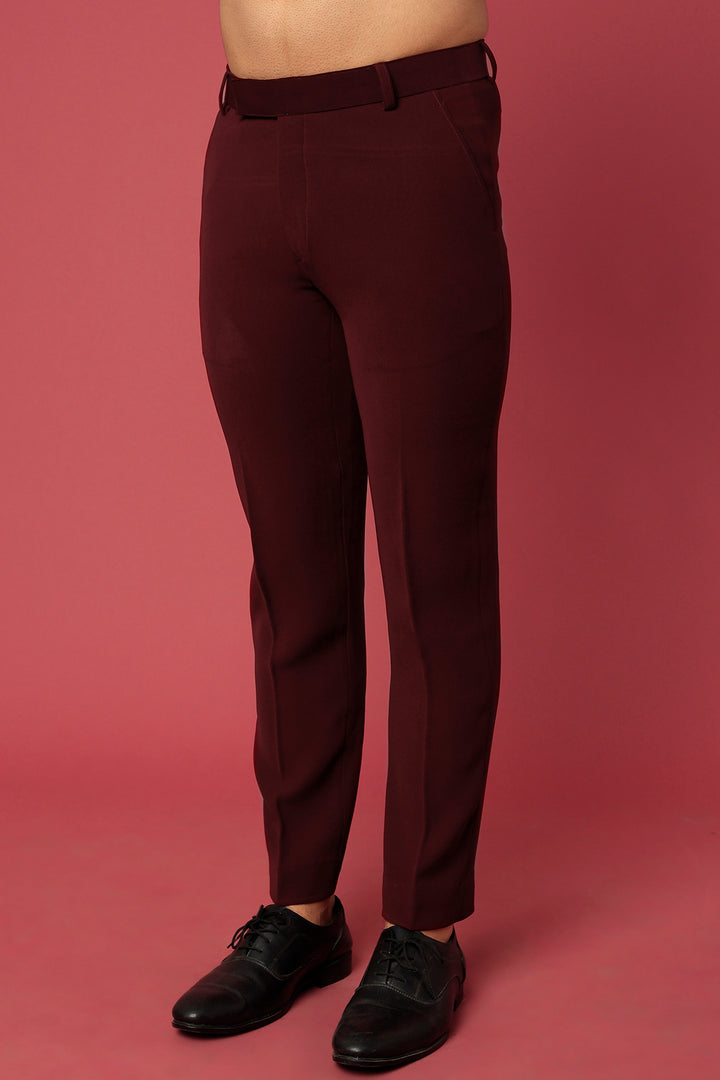 Abees Maroon hand embroidered tuxedo set - side view