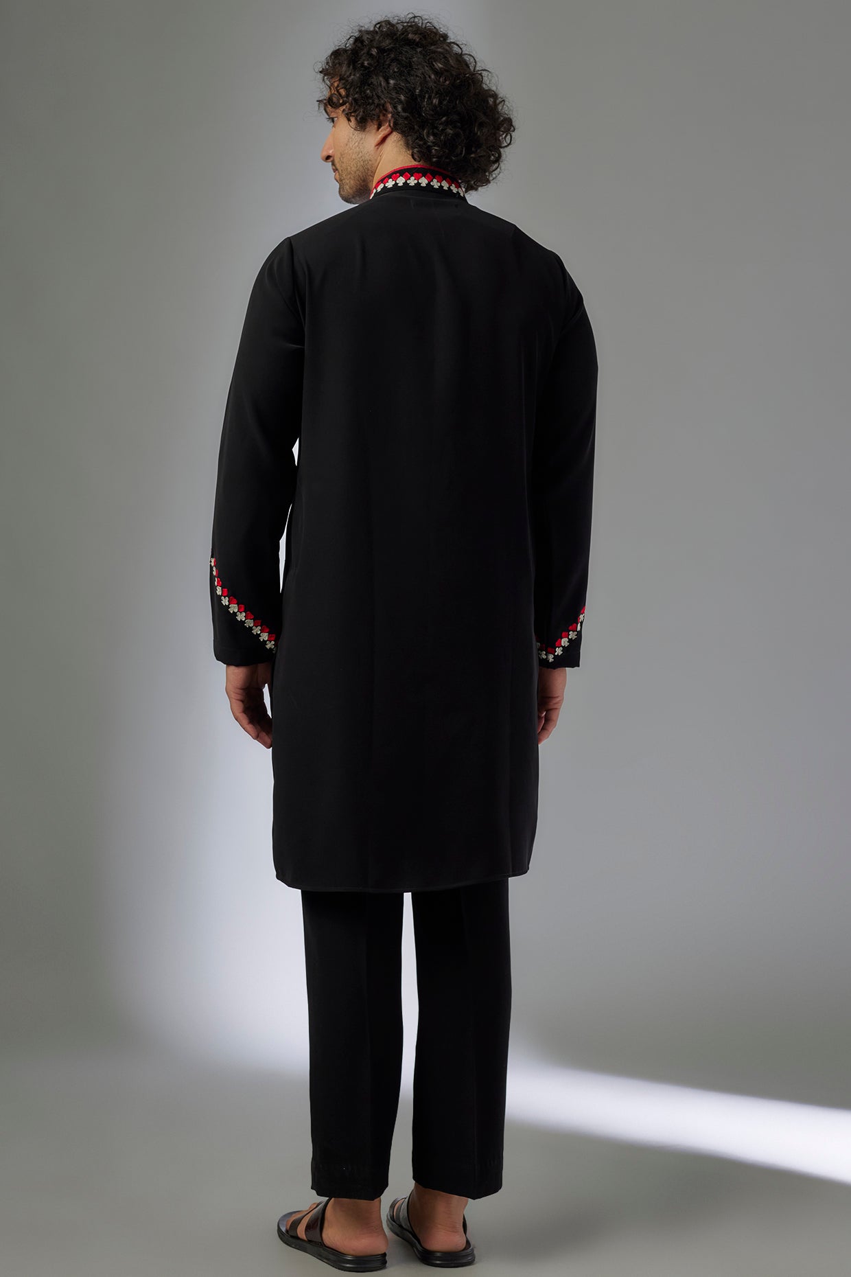 Abees Black viscose hand embroidered kurta set - side view