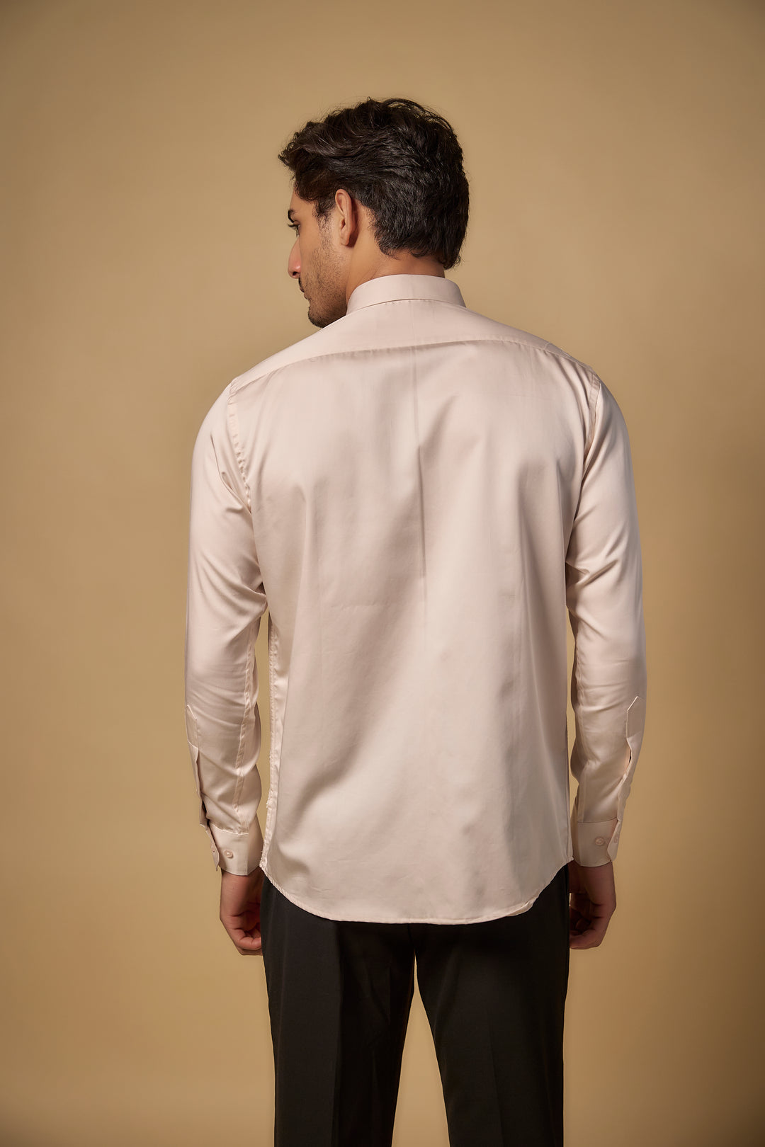 Pearl Ivory Pure Satin Cotton Hand Embroidered Shirt