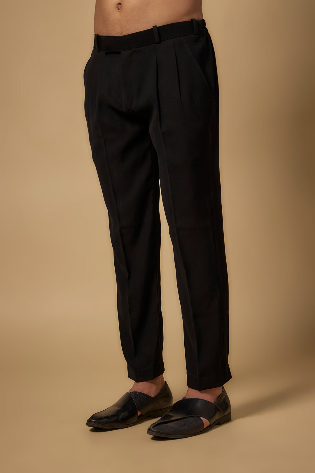 Abees Black velvet zardosi embroidered kurta set - detail view 1