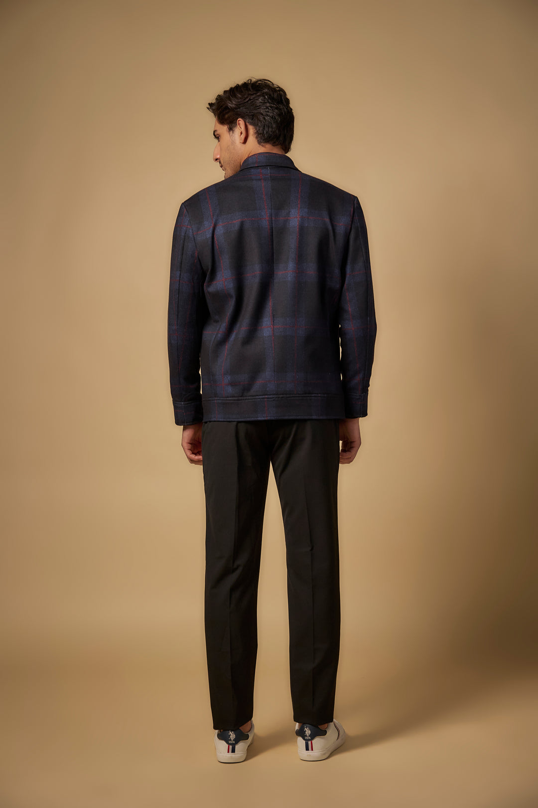 Abees Black tweed solid bomber blazer - side view