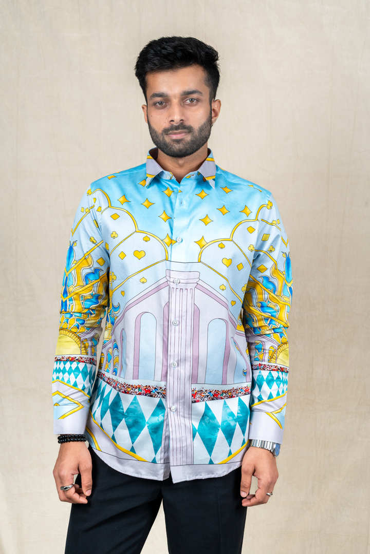 Azure Palace Printed Silk Shirt