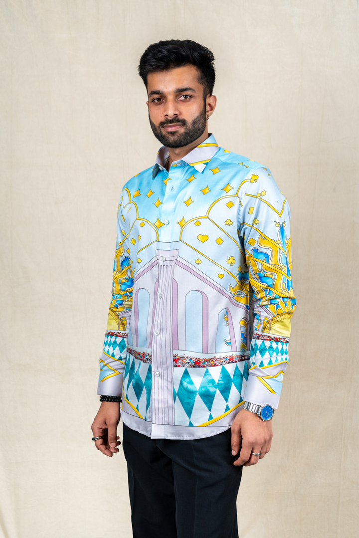Azure Palace Printed Silk Shirt
