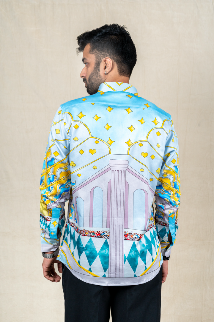 Azure Palace Printed Silk Shirt