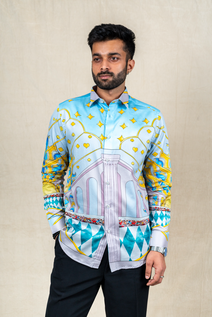 Azure Palace Printed Silk Shirt