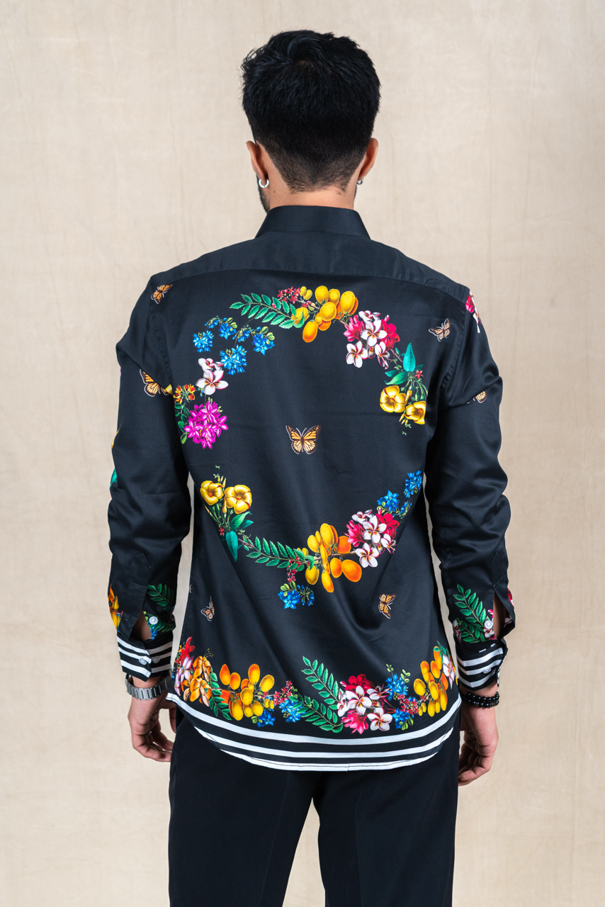 Noir Garden Printed Satin Shirt