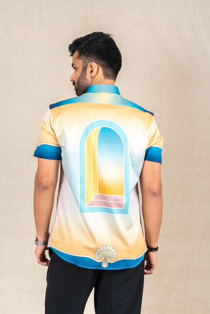 Sunset Shell Printed Satin Shirt