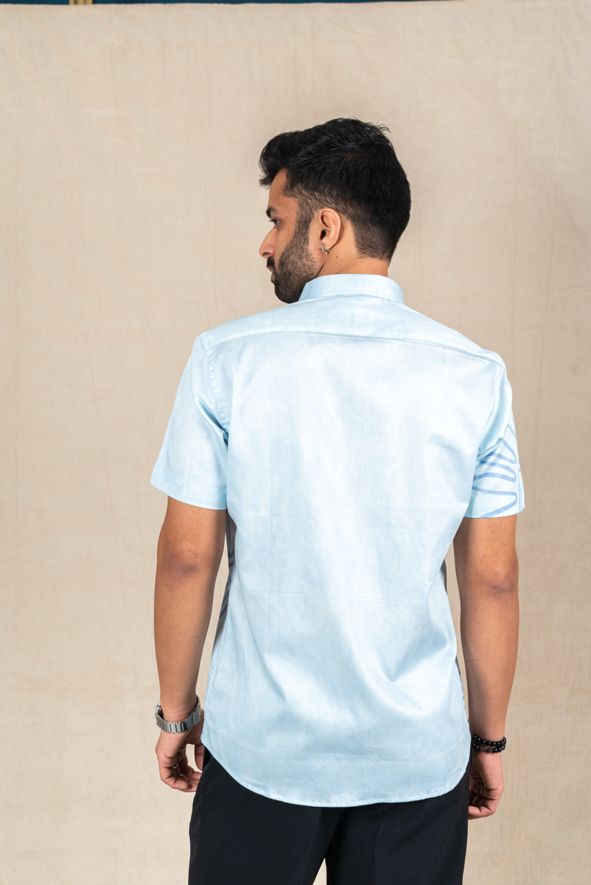 Azure Bloom Printed Short-Sleeve Shirt