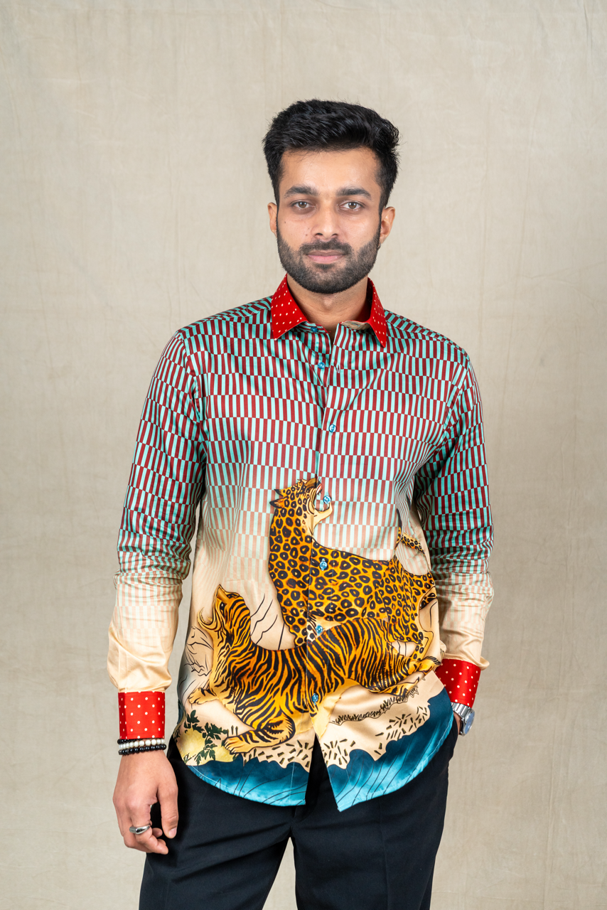 Wild Dominion Printed Cotton Satin Shirt