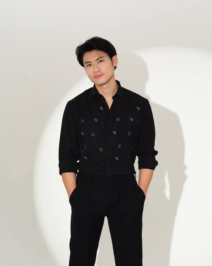 Abees Grey checked shirt - front view