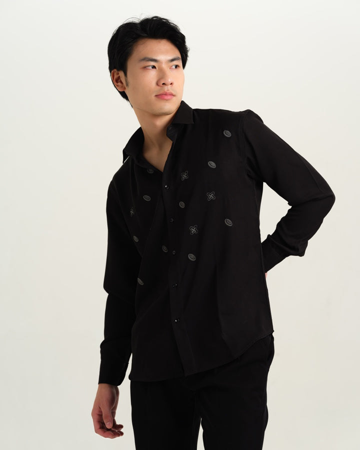Abees Grey checked shirt - back view
