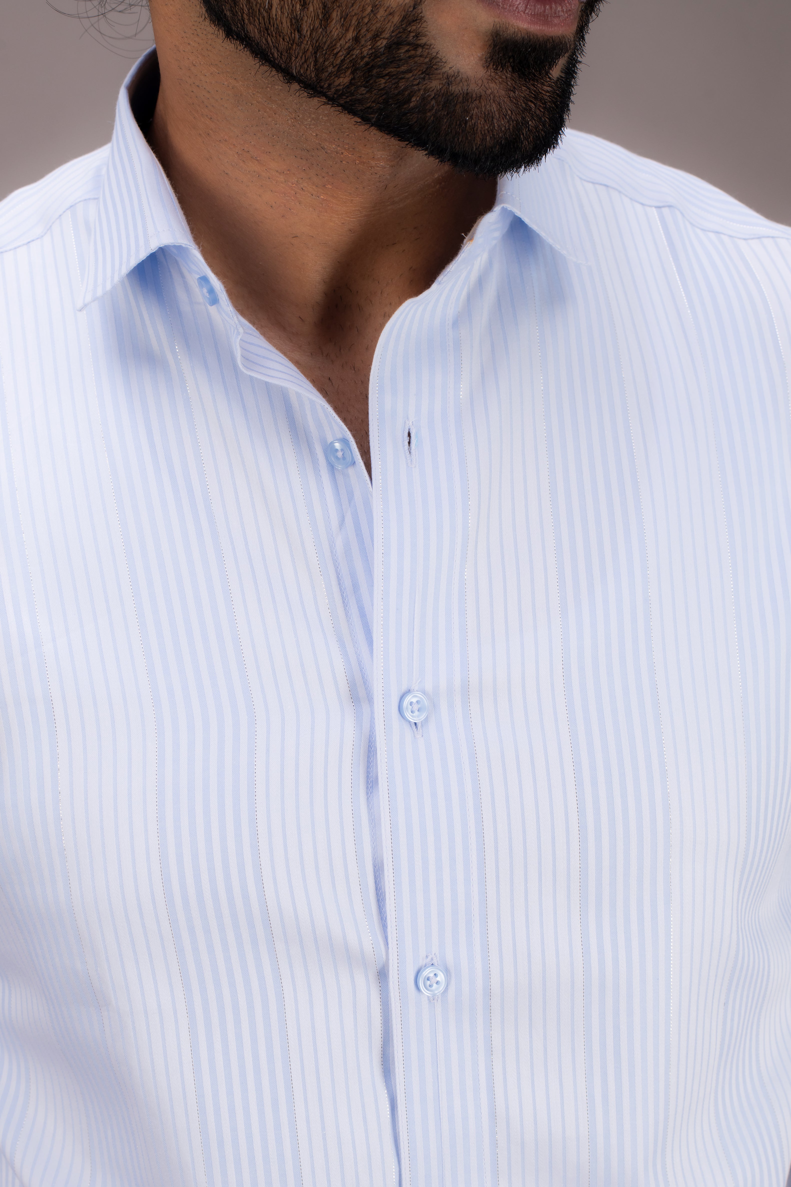 BLUE STRIPES ZARI COTTON SHIRT