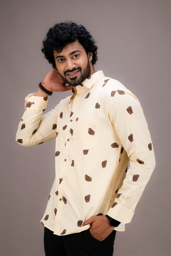 YELLOW COTTON PRINTED SHIRT