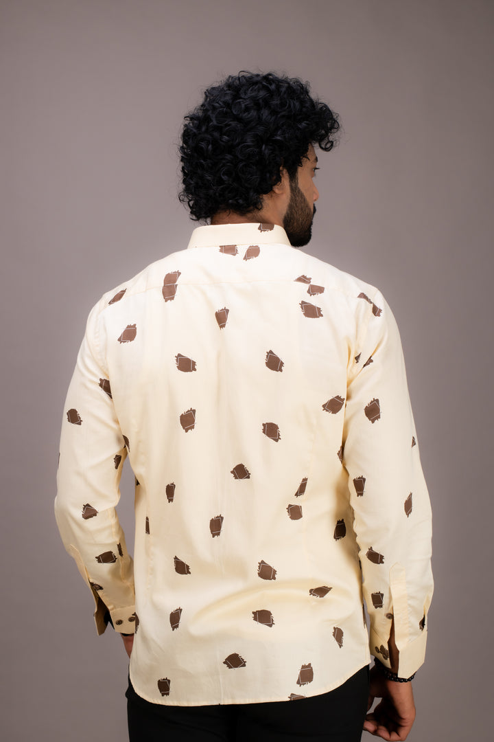 YELLOW COTTON PRINTED SHIRT