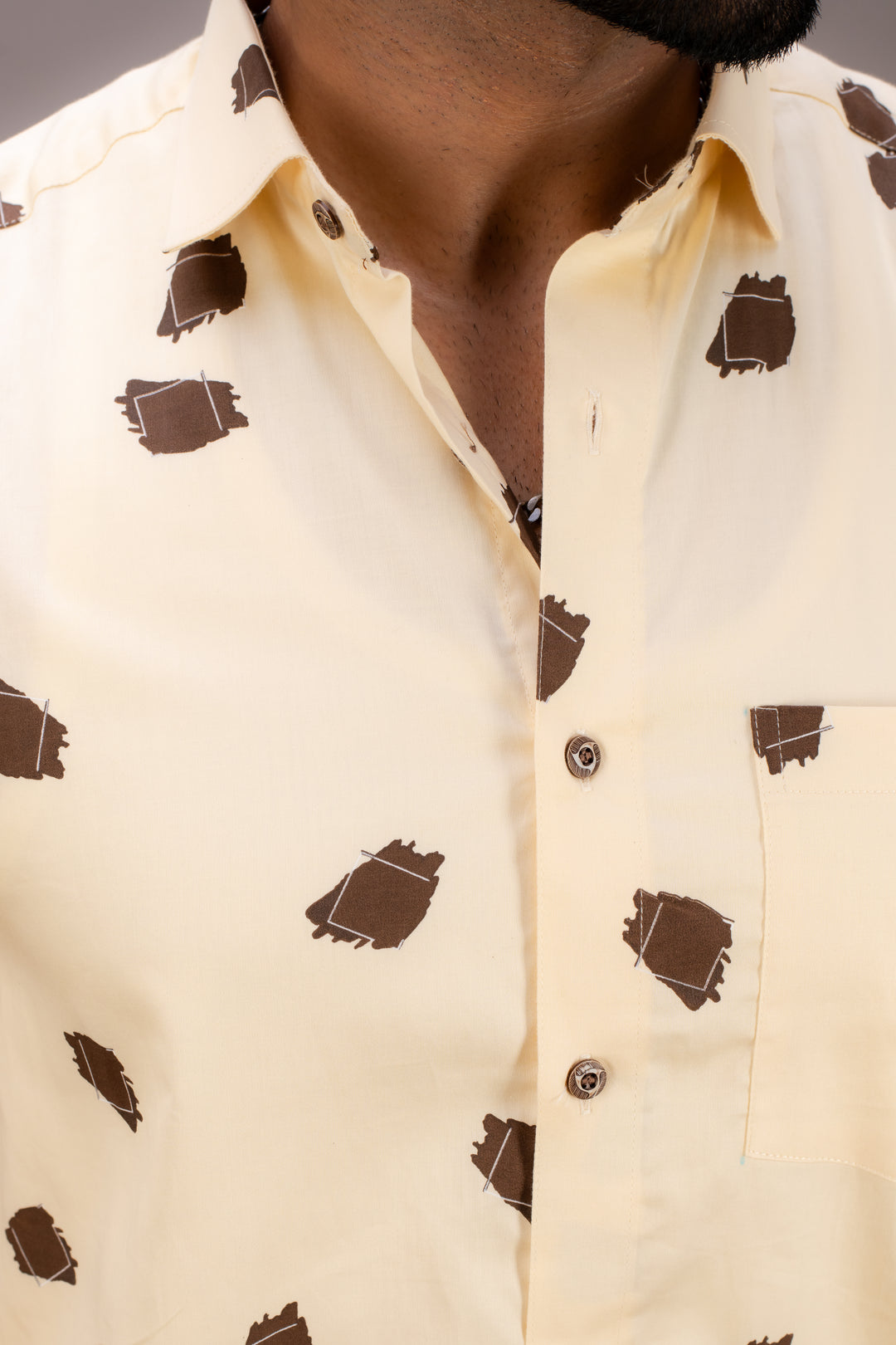 YELLOW COTTON PRINTED SHIRT