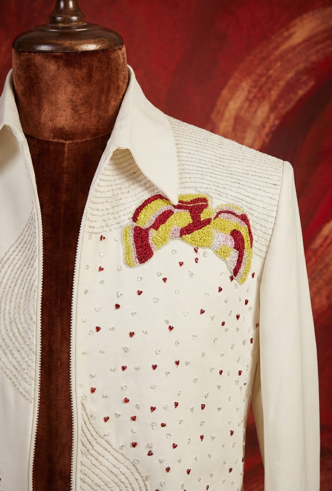 Abees Ivory silk embroidered indo-western jacket set - detail view 2