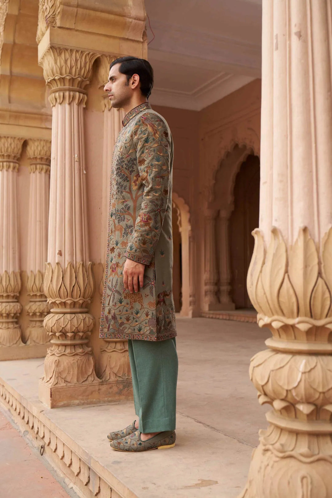 Sage Regal Heritage Embroidered Sherwani