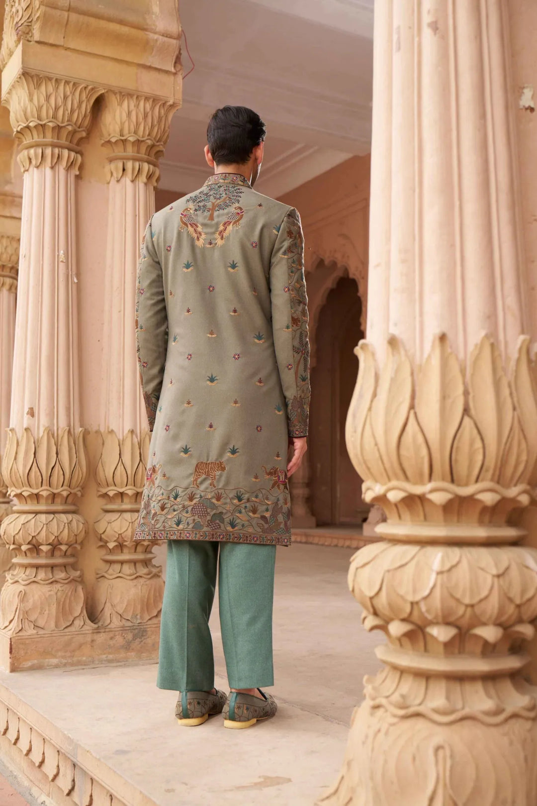 Sage Regal Heritage Embroidered Sherwani