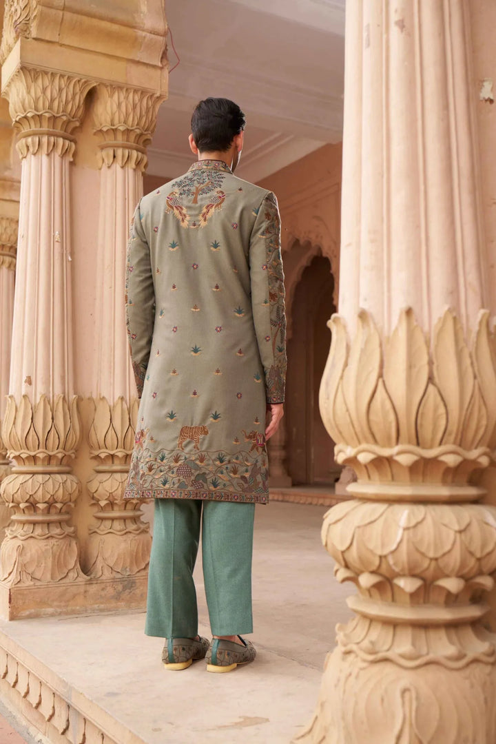 Sage Regal Heritage Embroidered Sherwani