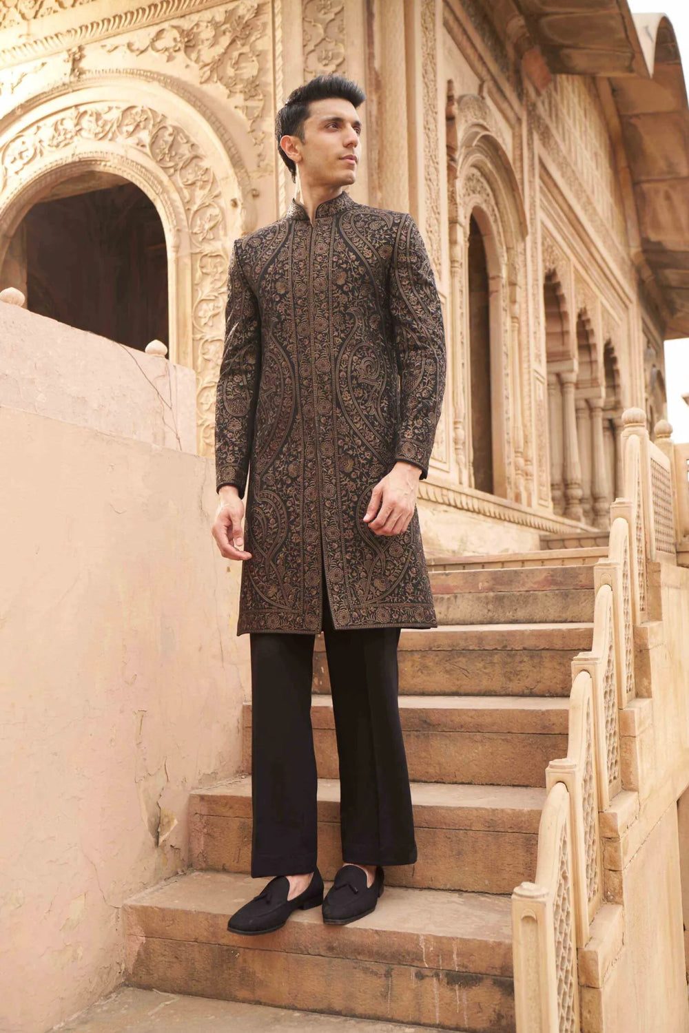 Midnight Regal Embroidered Sherwani