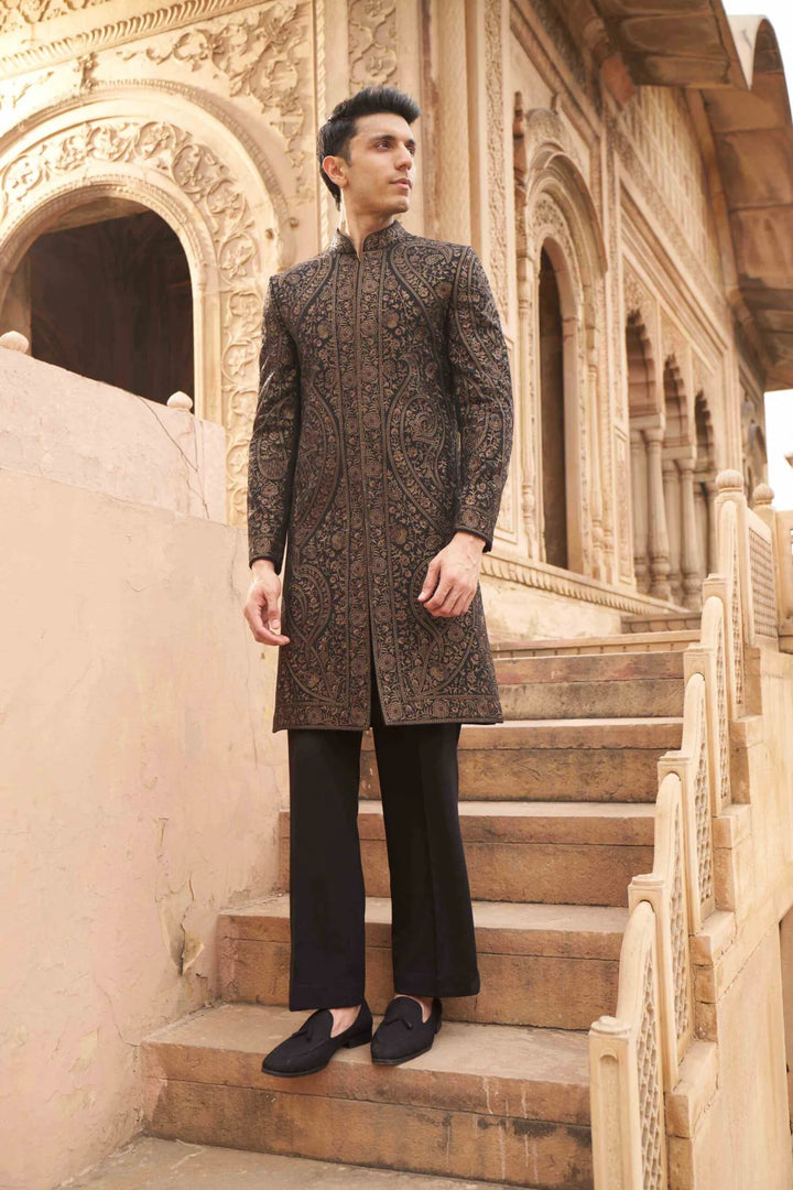 Midnight Regal Embroidered Sherwani