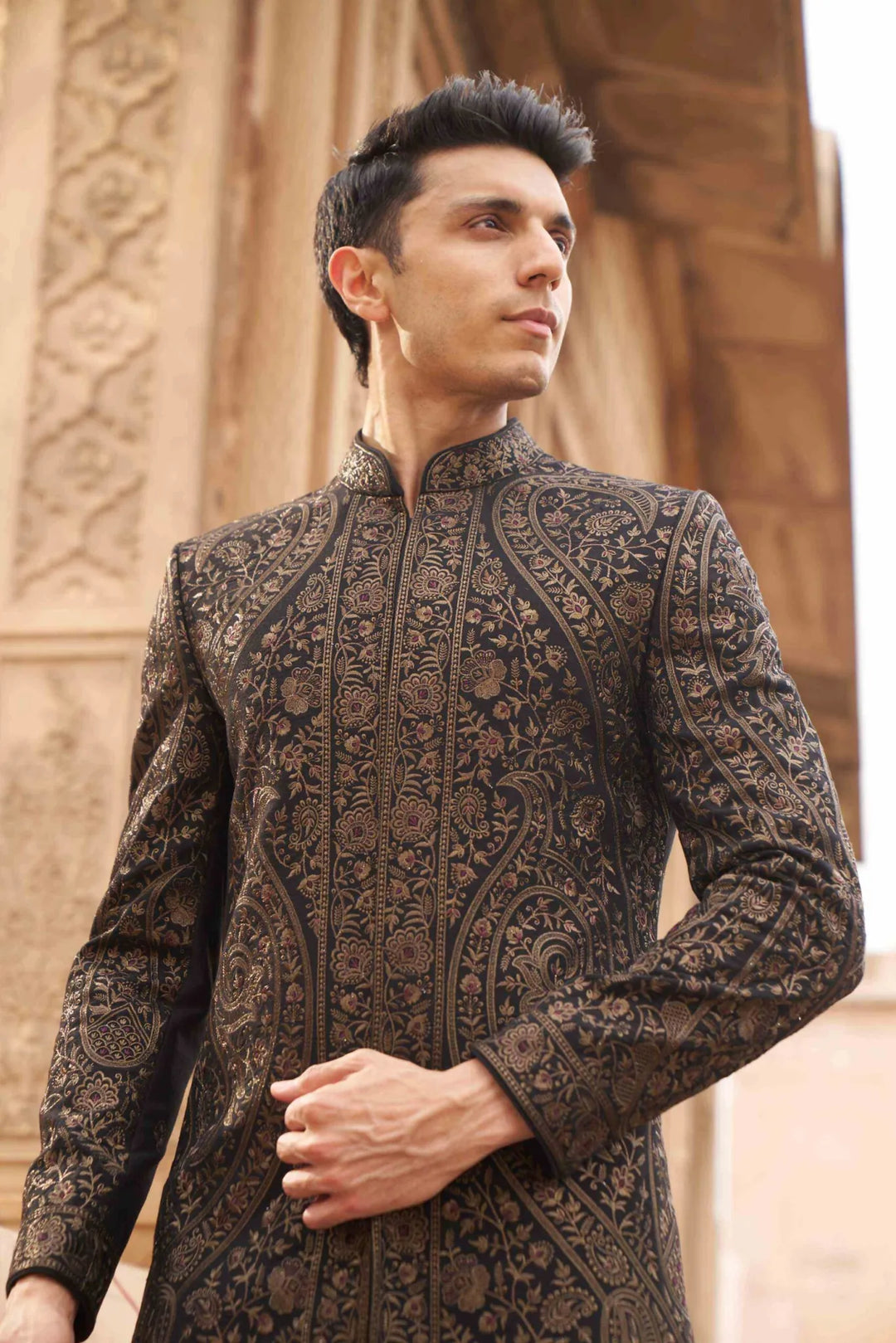 Midnight Regal Embroidered Sherwani