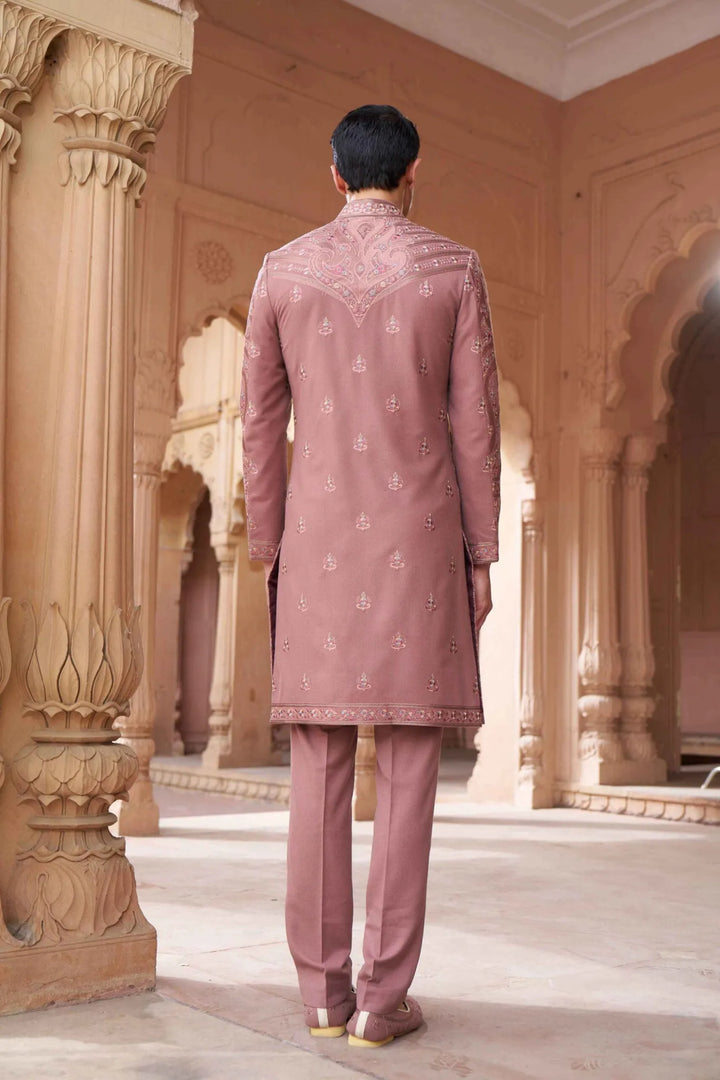 Dusty Rose Regal Embroidered Sherwani