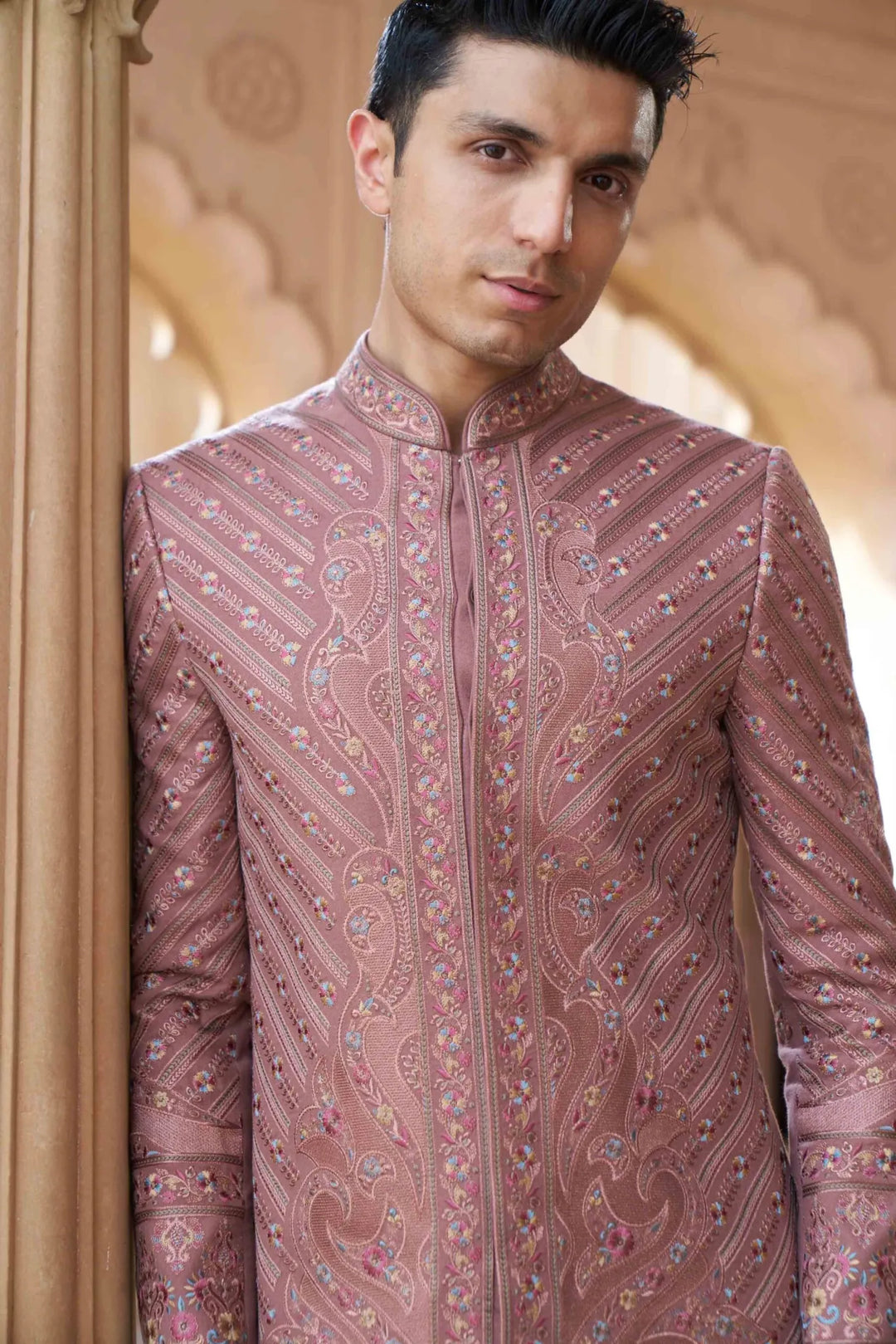 Dusty Rose Regal Embroidered Sherwani